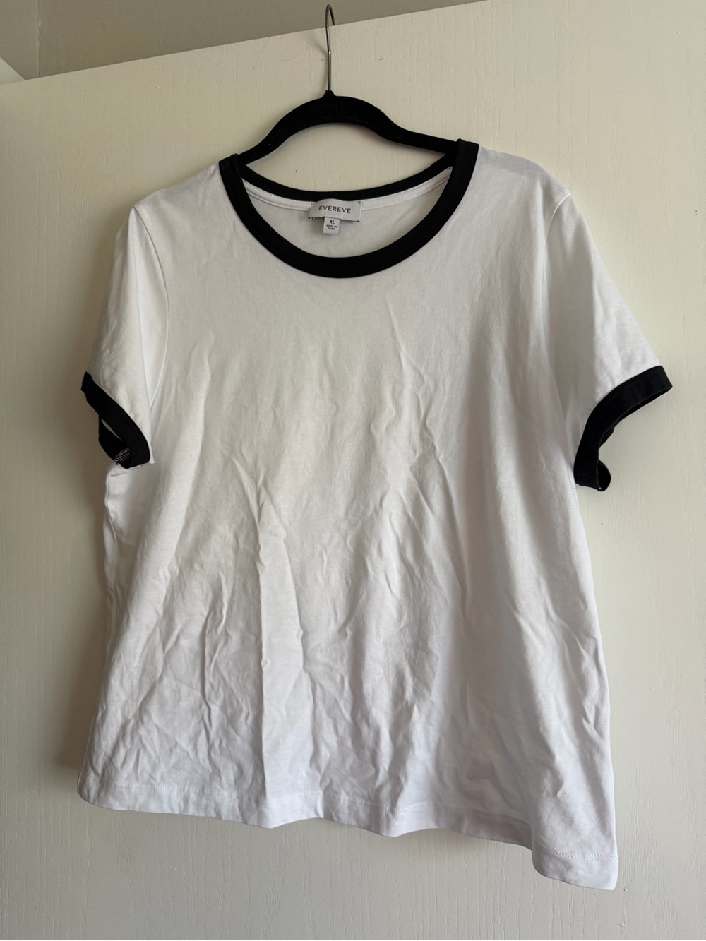 Evereve White Short-Sleeve Ringer Tee with Black Trim